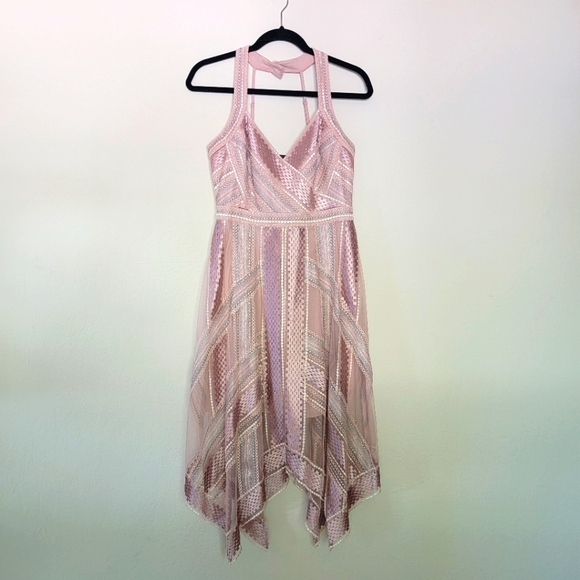 Wedding Guest Dress BCBG Size 8 Embroidered Halter Dress